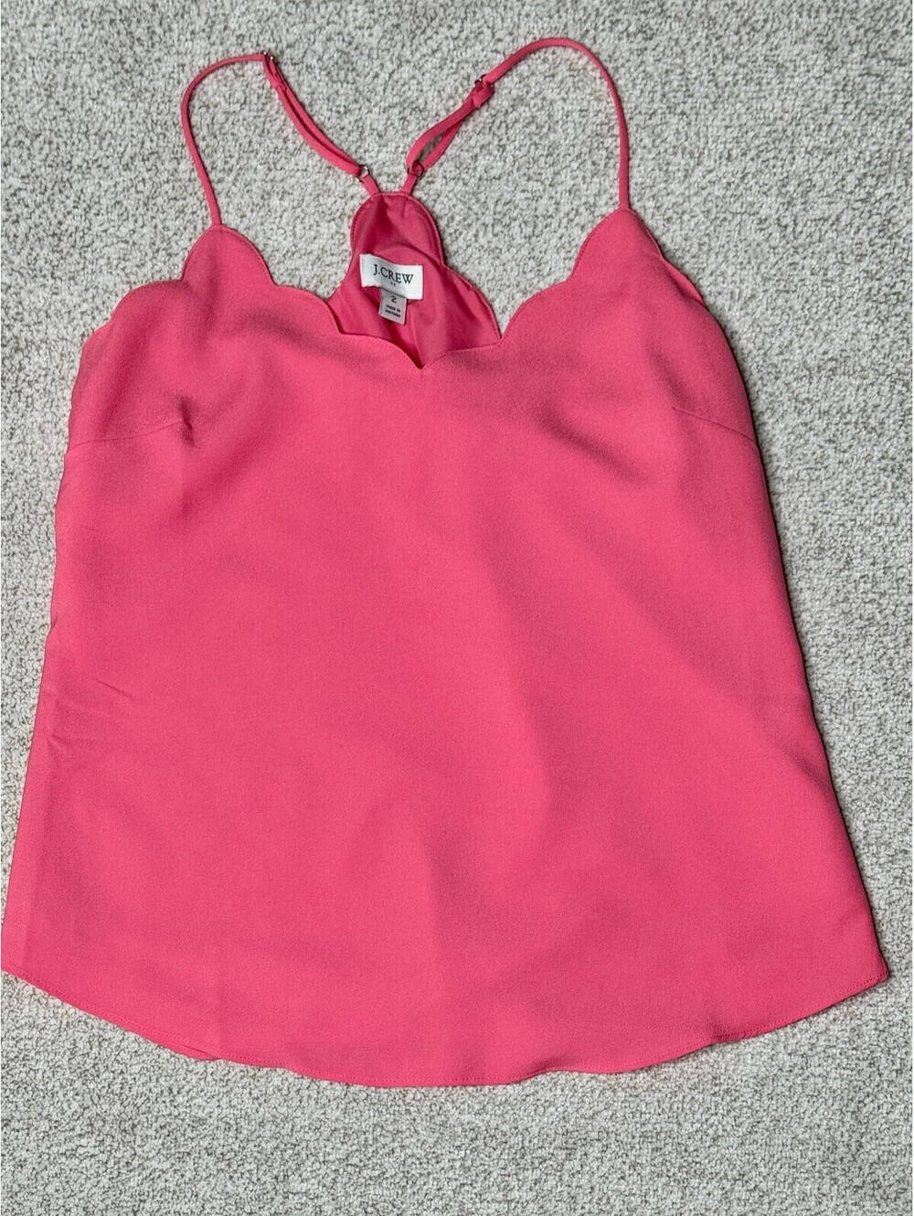 J.Crew Pink Scalloped Racerback Cami Tank Top Size 2 Fuchsia